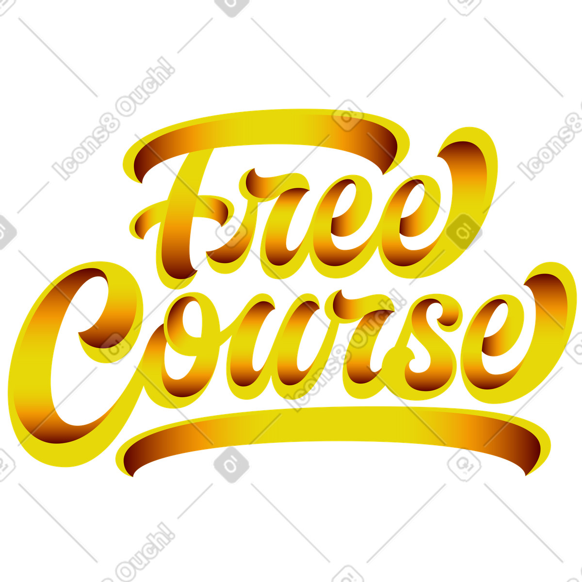 Ilustración Curso gratuito de letras con texto sombra degradado en estilo Lettering a descargar en PNG y SVG