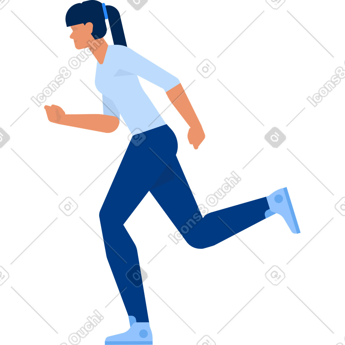 Frau in turnschuhen und jogginghose läuft-Illustration im Urban-Stil als Download PNG, SVG