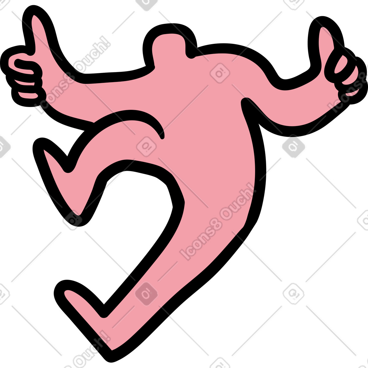 Pink person with thumbs up illustrazione in stile Wiggle scarica in PNG, SVG
