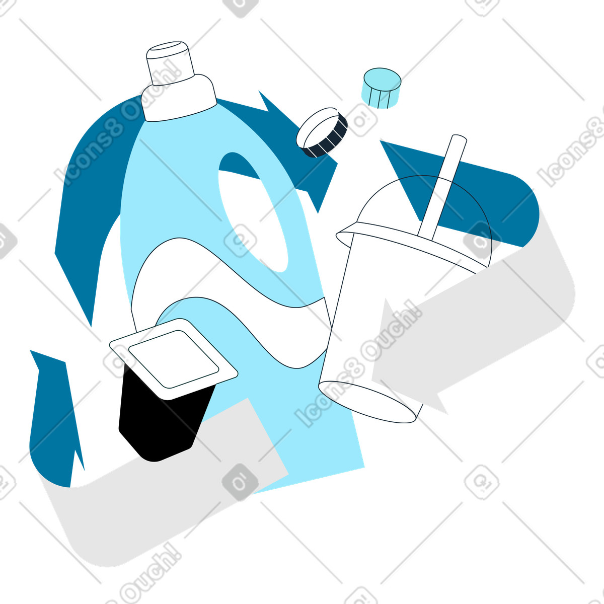 Illustration Recycler le plastique pour préserver l'environnement dans style Indigo à télécharger aux formats PNG, SVG