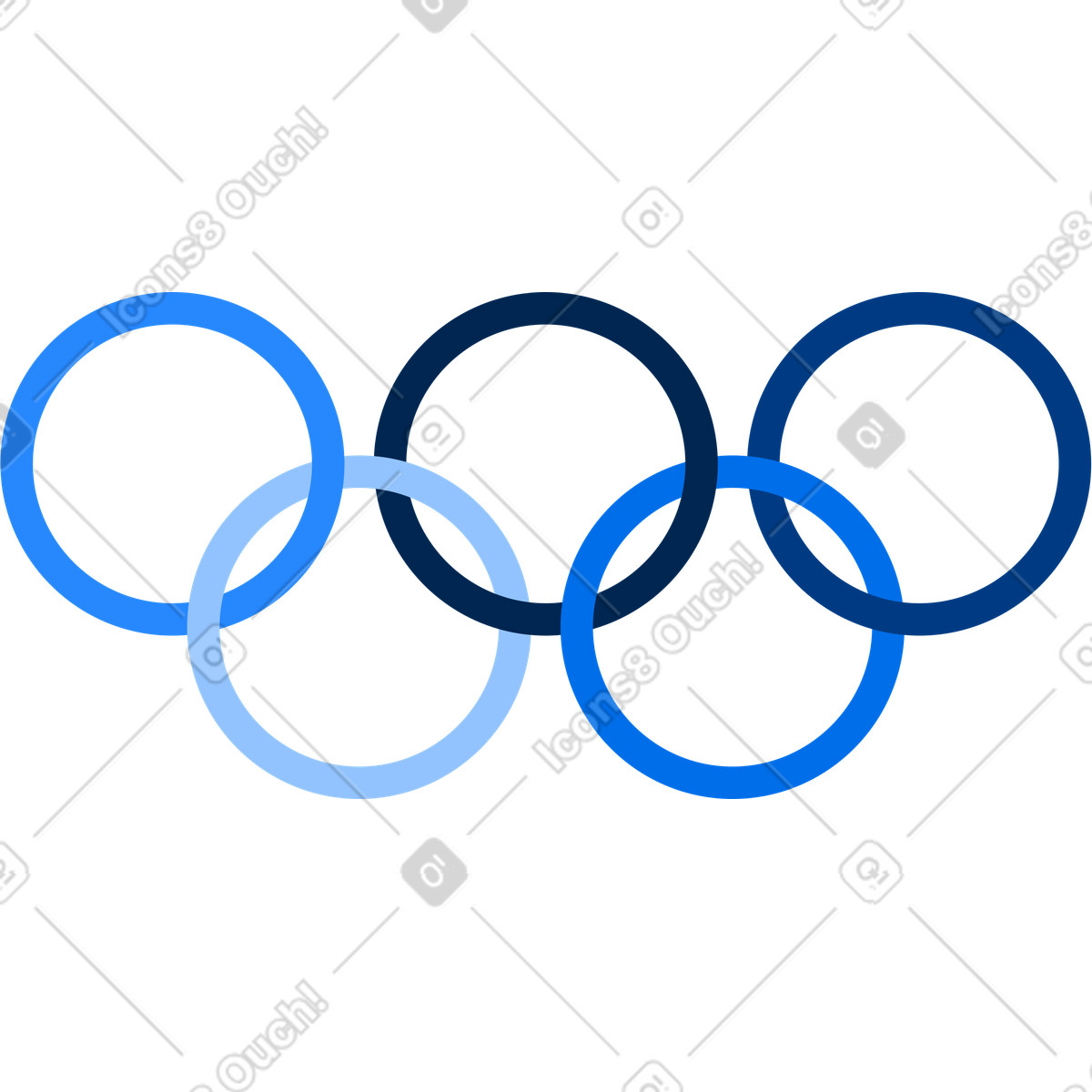 Ilustración Olympic rings blue palette en estilo Urban a descargar en PNG y SVG