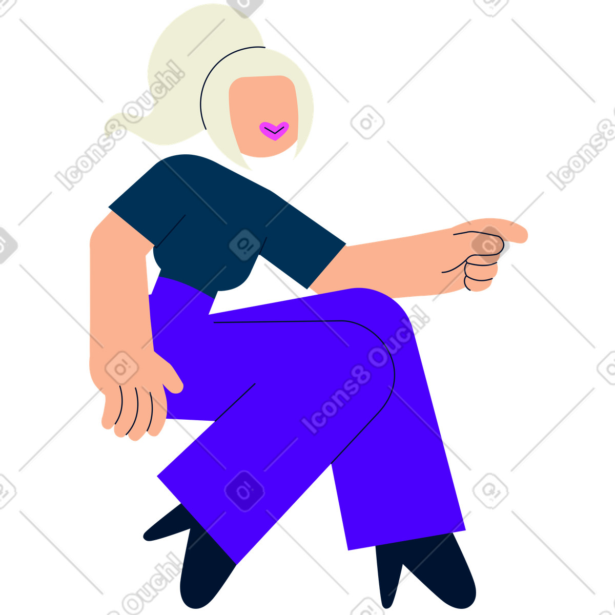 下载 Cubes 风格的 女人坐着 插画，支持 PNG、SVG 格式