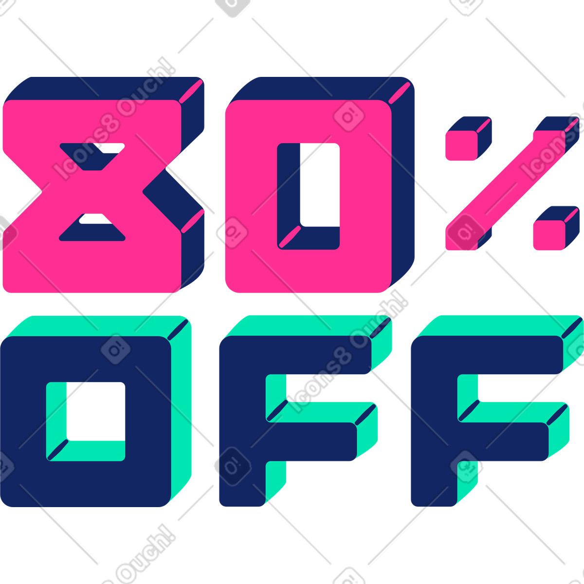 Ottanta per cento di sconto illustrazione in stile Cyborg scarica in PNG, SVG