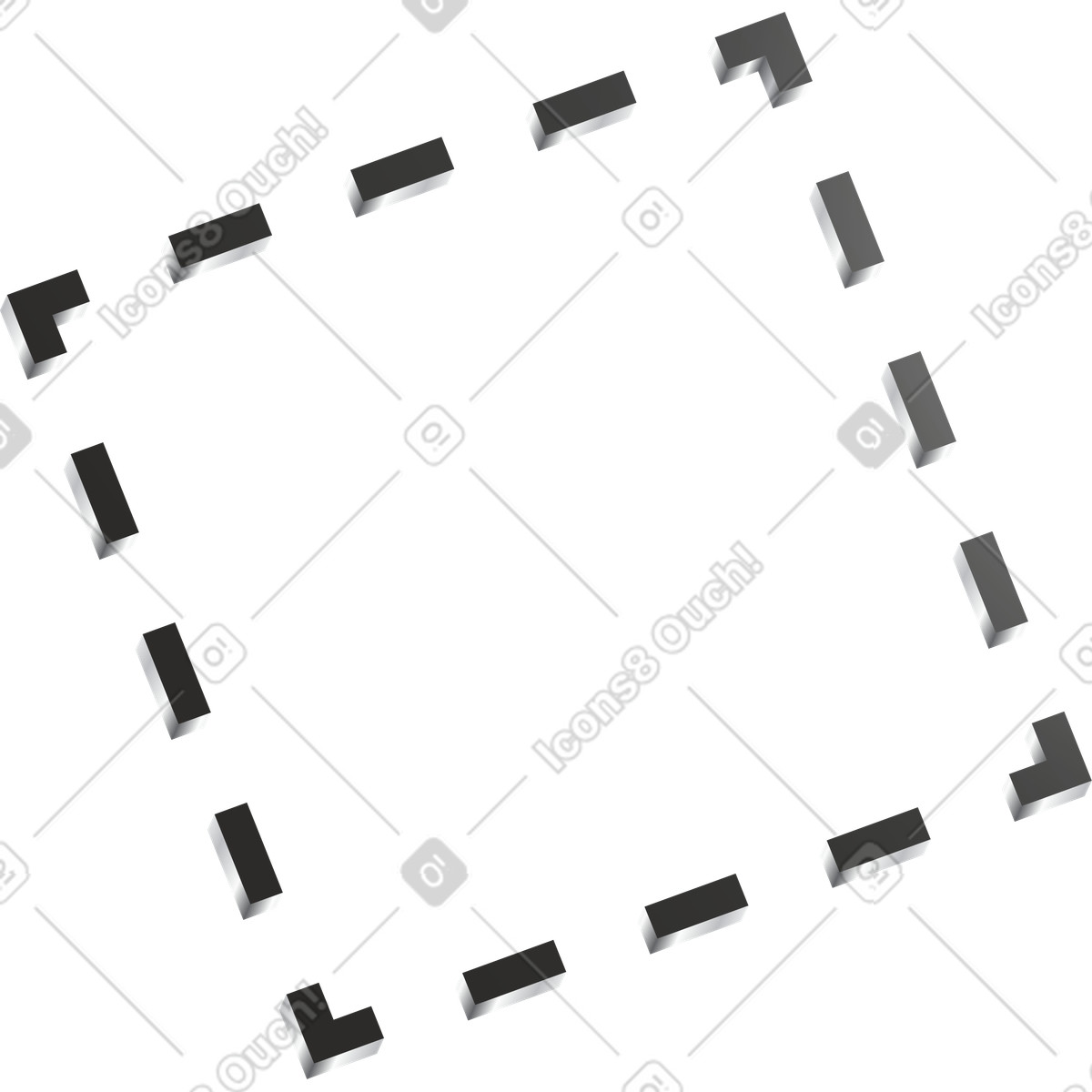 Иллюстрация Empty dashed square dark metallic frame for copy space в стиле Token — скачать в форматах PNG, SVG