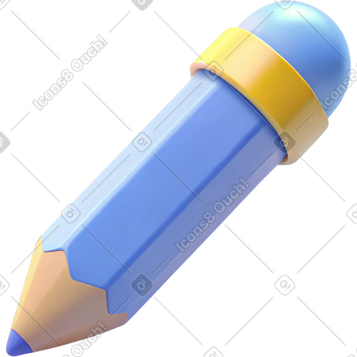 Blue plastic pencil illustrazione in stile 3D Cutie scarica in PNG, SVG
