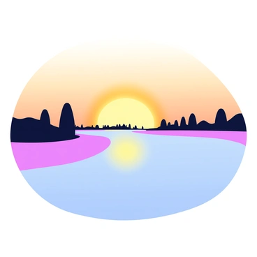 The Euphrates River flows gently with a smooth surface reflecting the warm glow of a sunrise. Soft mist hovers above the water, creating a delicate layer that blurs the line between the river and the sky. The horizon showcases a gradient of colors, transitioning from deep orange to soft yellow as the sun rises. Silhouettes of distant trees line the riverbanks, enhancing the tranquil atmosphere of the scene.