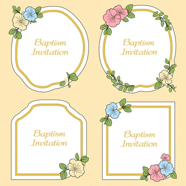 Elegant baptism invitations with floral designs and gold accents