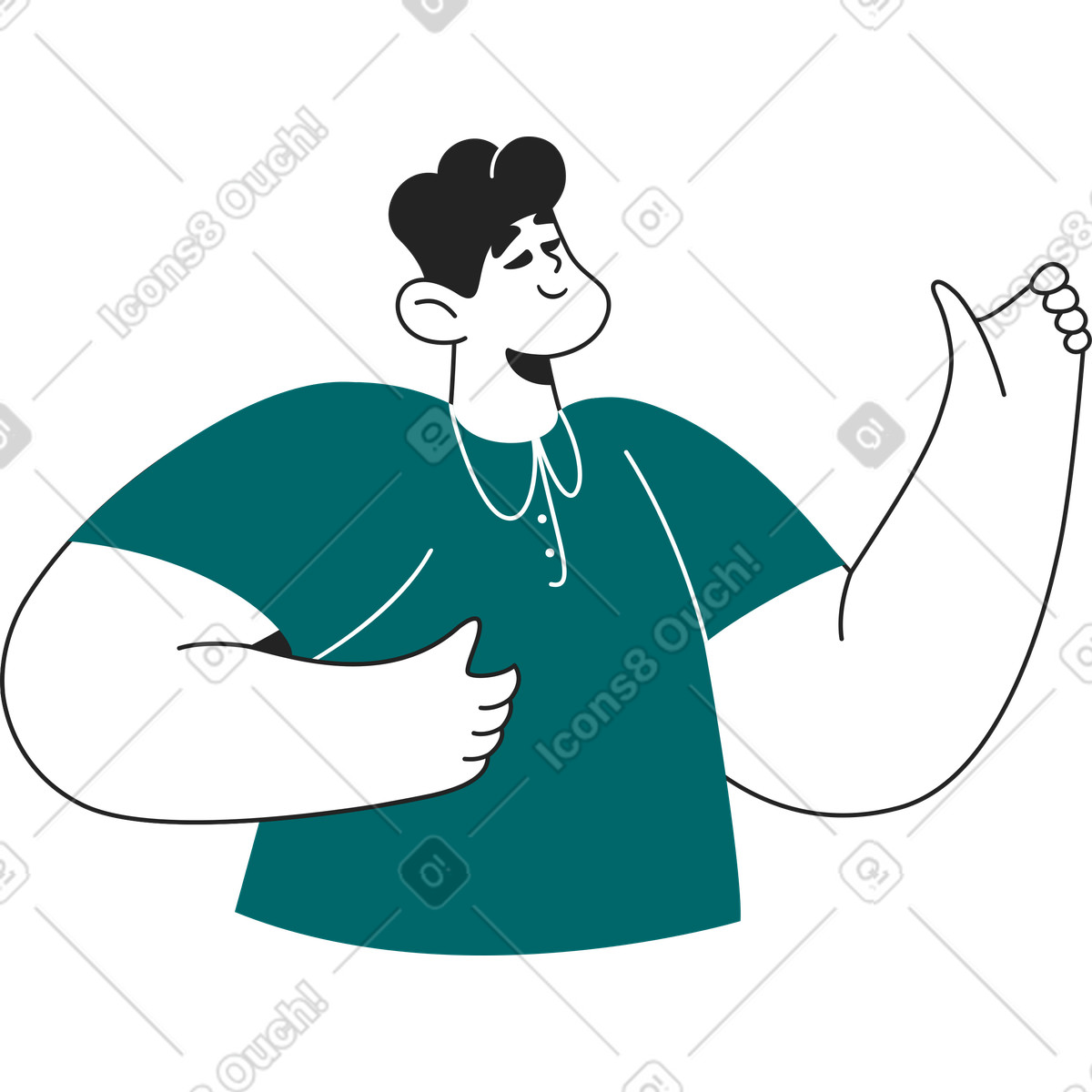 Ilustración Hombre sosteniendo algo en sus manos estilo Sammy Line a descargar PNG y SVG