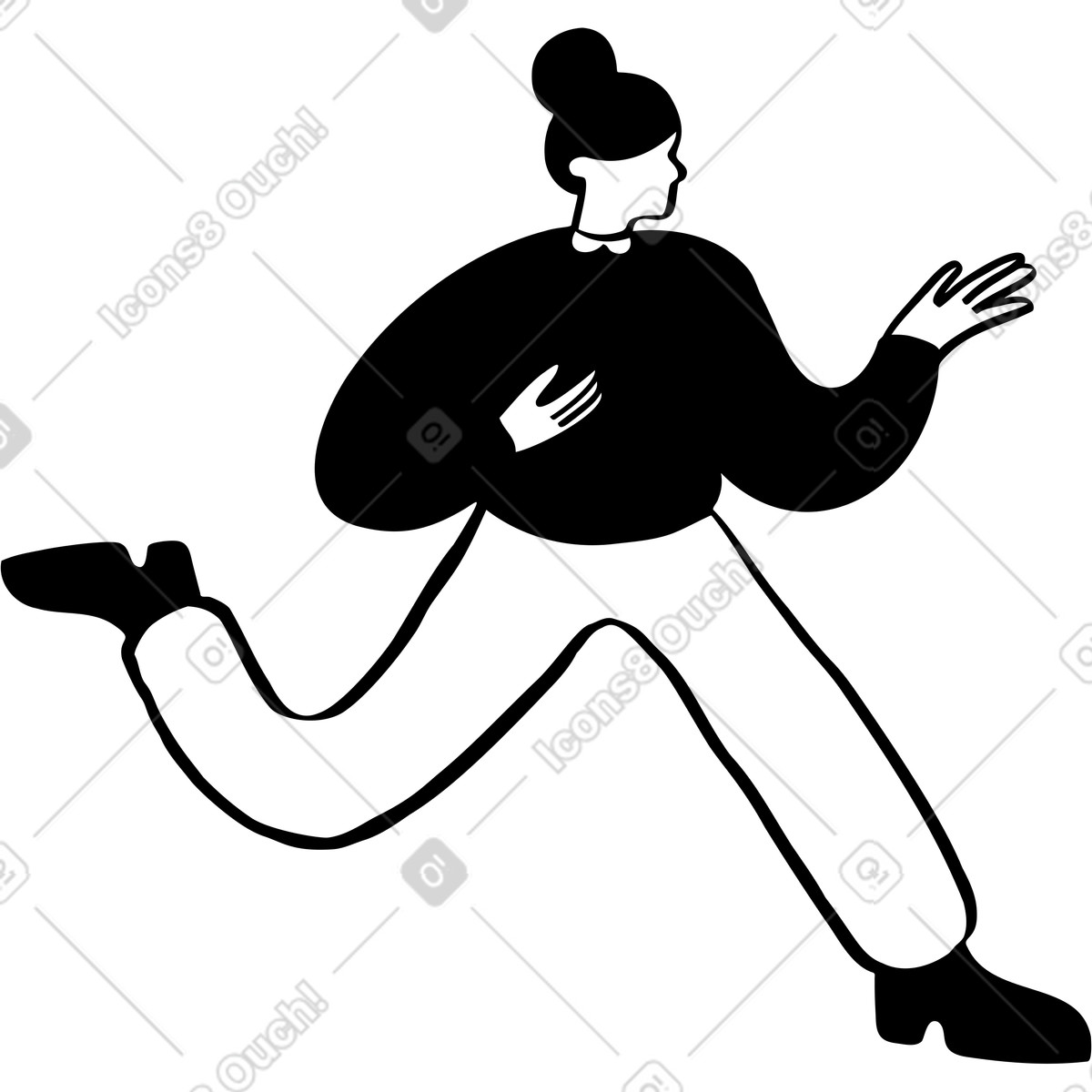 Woman in black running illustration Journal style download PNG, SVG