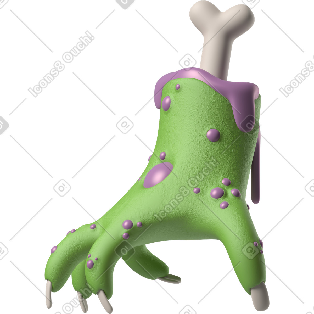 Ilustração de Vista lateral uma mão verde zumbi em no estilo 3D Hands Fun&Wild para baixar em PNG, SVG
