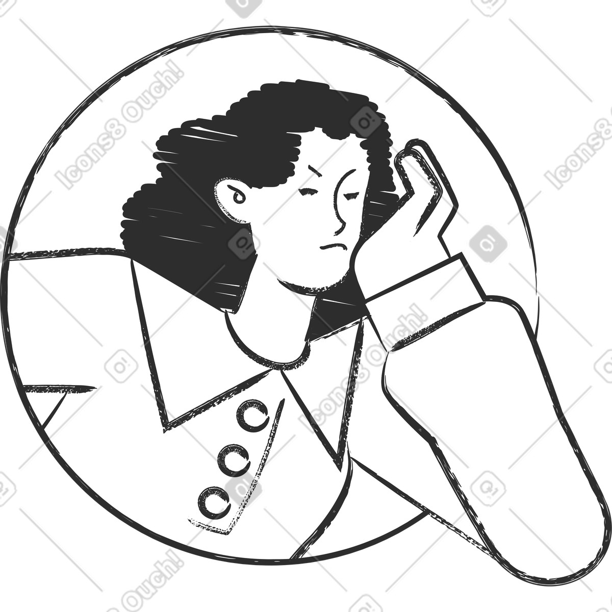 Ilustração de Avatar mulher brava em no estilo Graphite para baixar em PNG, SVG