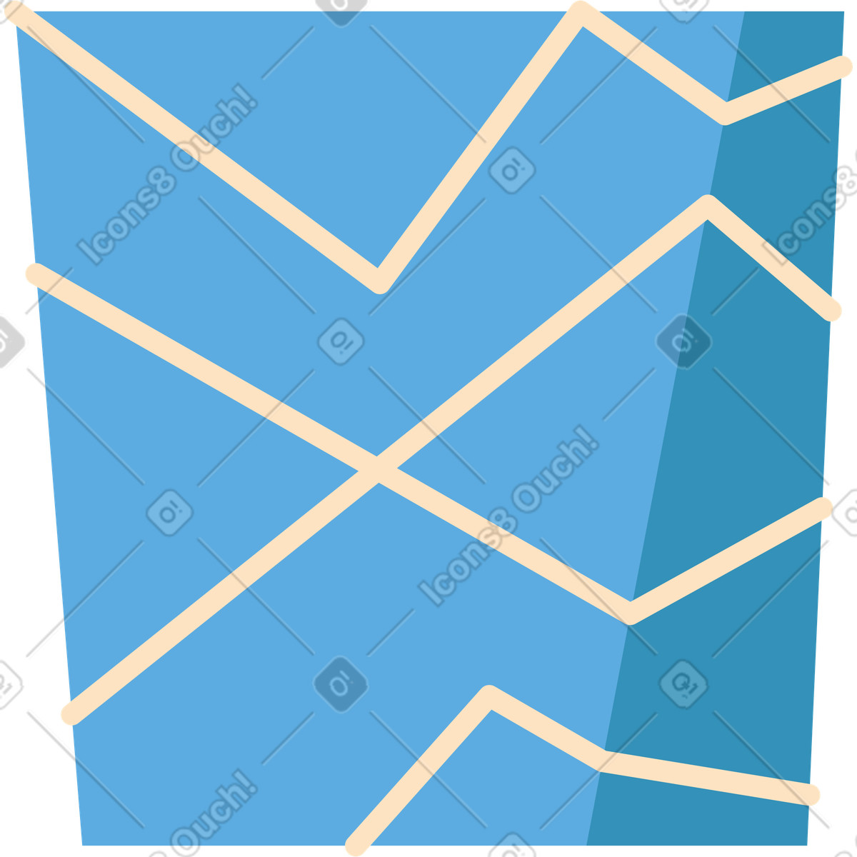 Ilustración Caja azul con lineas en estilo Dizzy a descargar en PNG y SVG