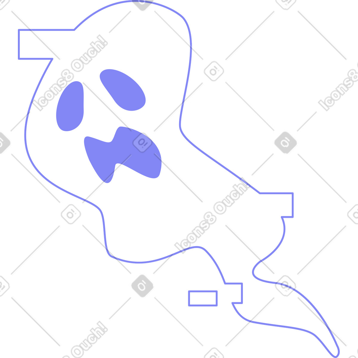 Glow スタイルの グリッチのあるゴースト のイラストをPNG、SVG形式でダウンロード
