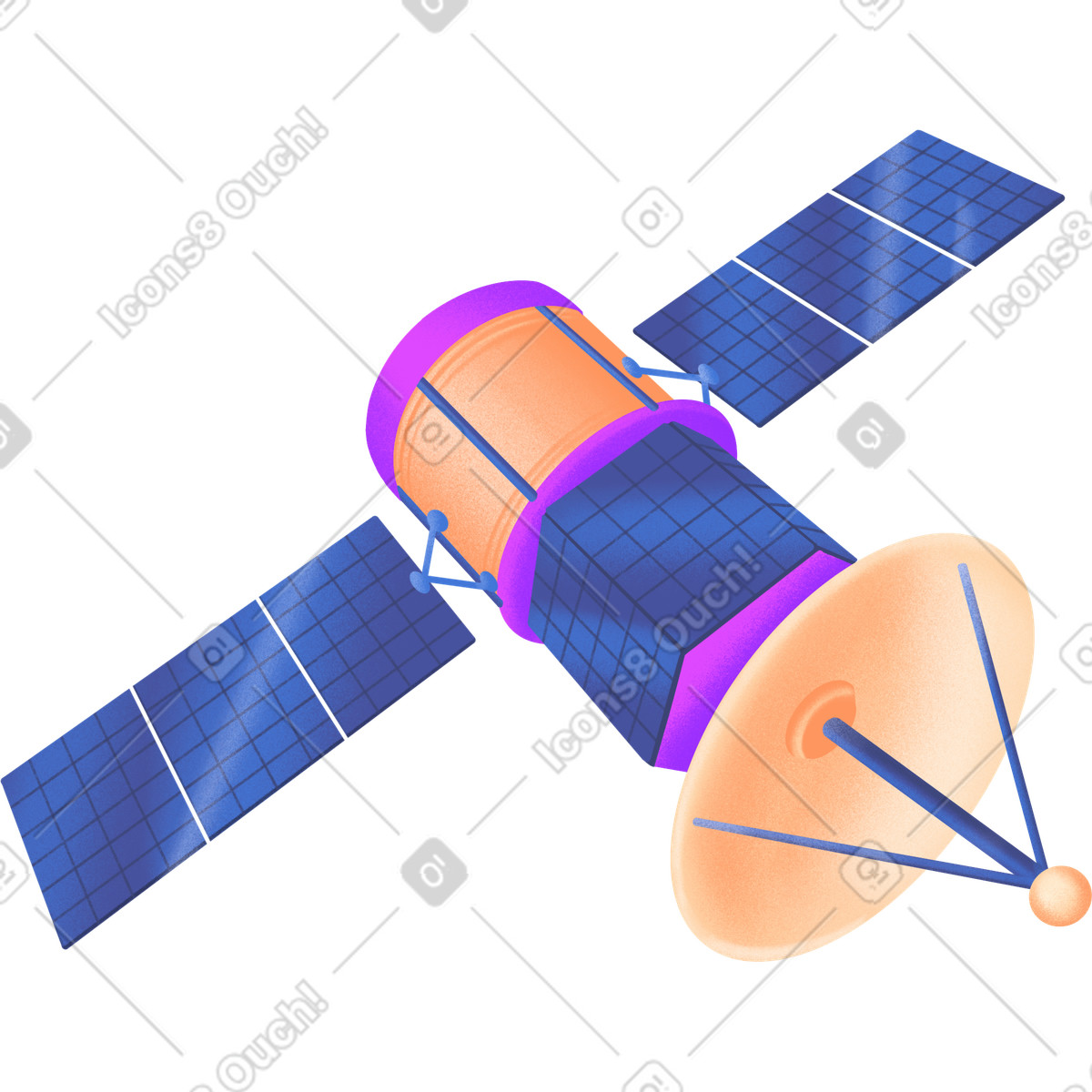 Large blue-orange satellite-Illustration im Smart-Stil als Download in PNG, SVG