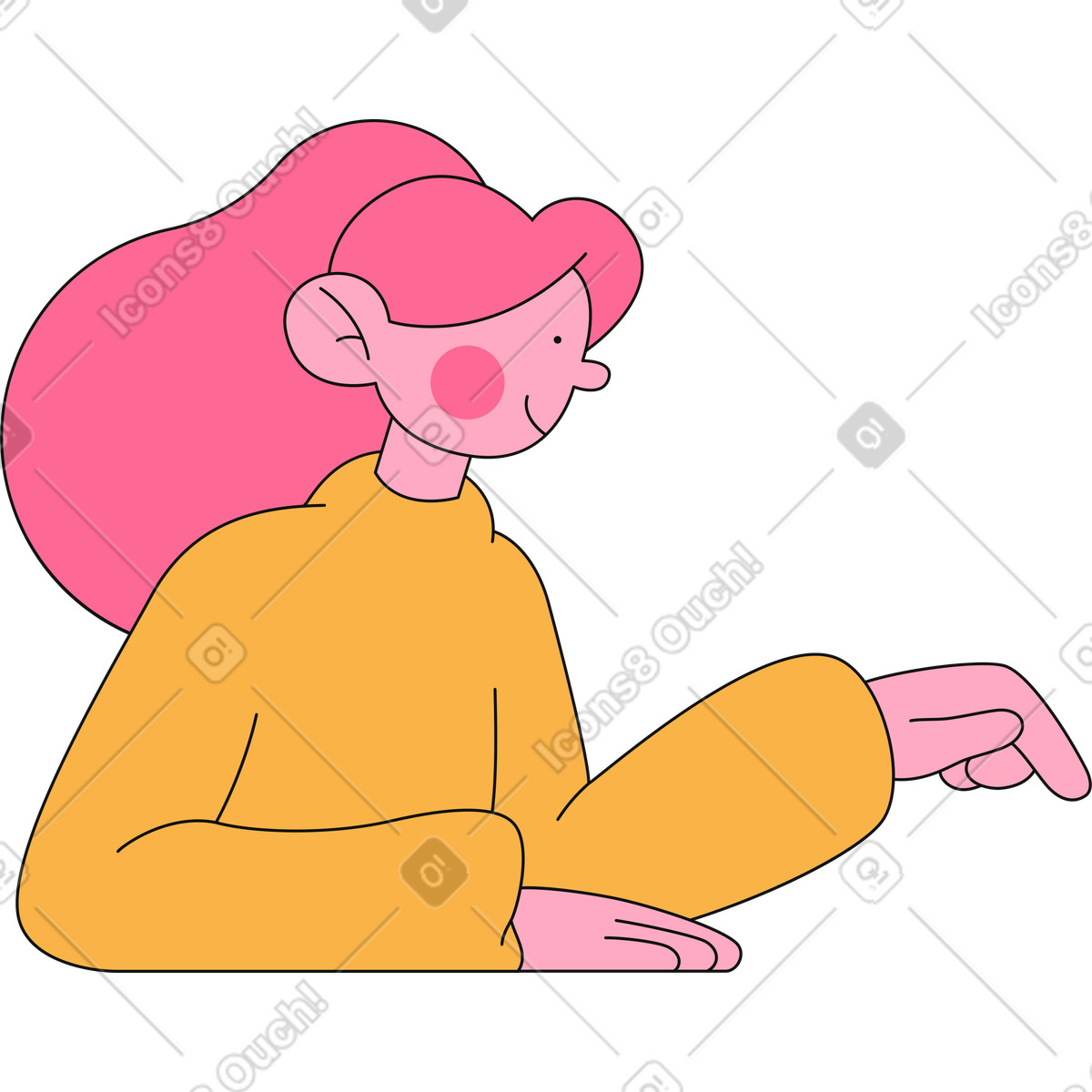 Ragazza che tocca qualcosa illustrazione in stile Bloom scarica in PNG, SVG