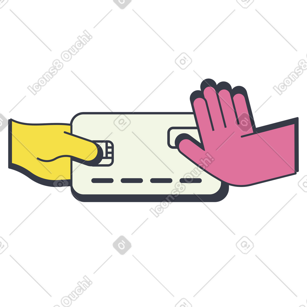 Credit card rejection or blocked transaction illustration in PNG, SVG
