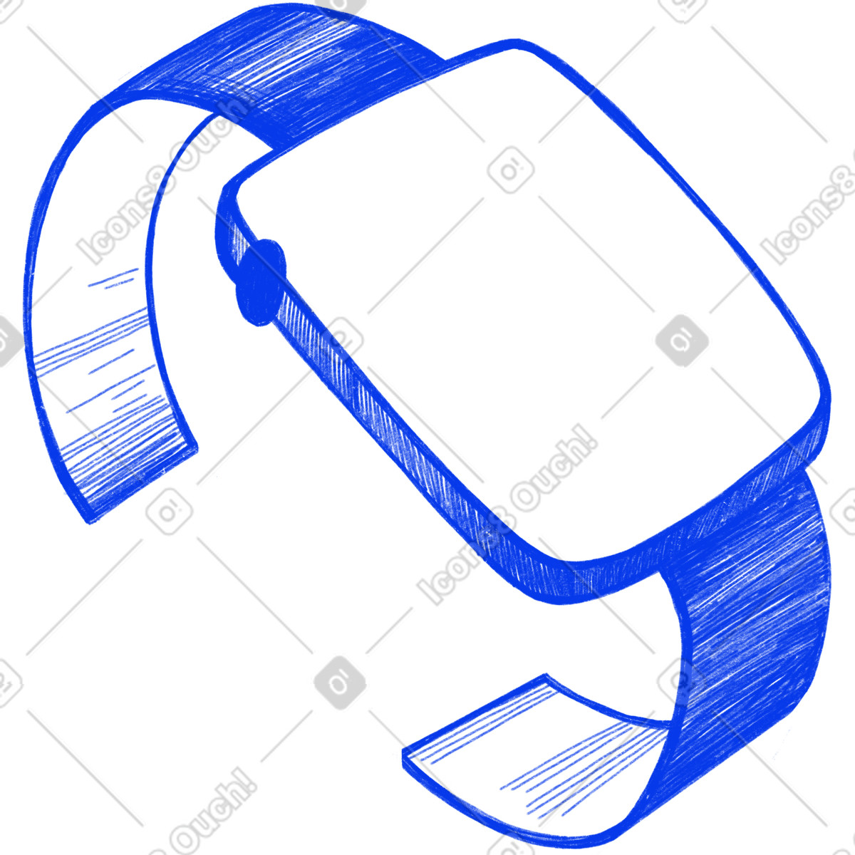 Blue wristwatch-Illustration im Biro-Stil als Download in PNG, SVG