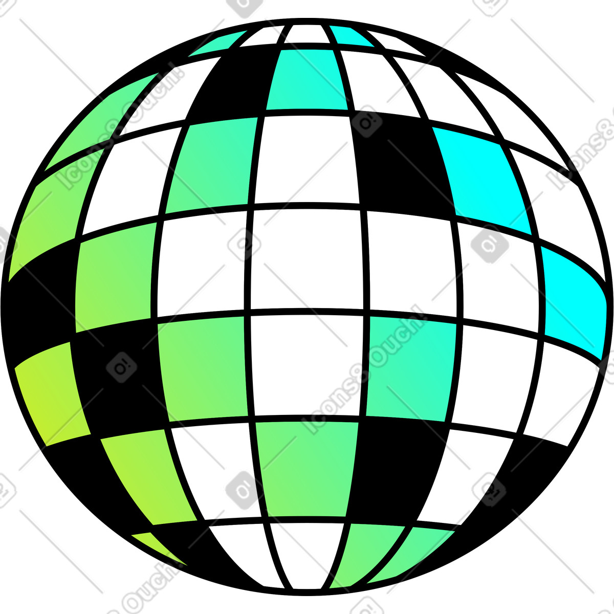 Ilustración Bola de disco en estilo Memphis a descargar en PNG y SVG