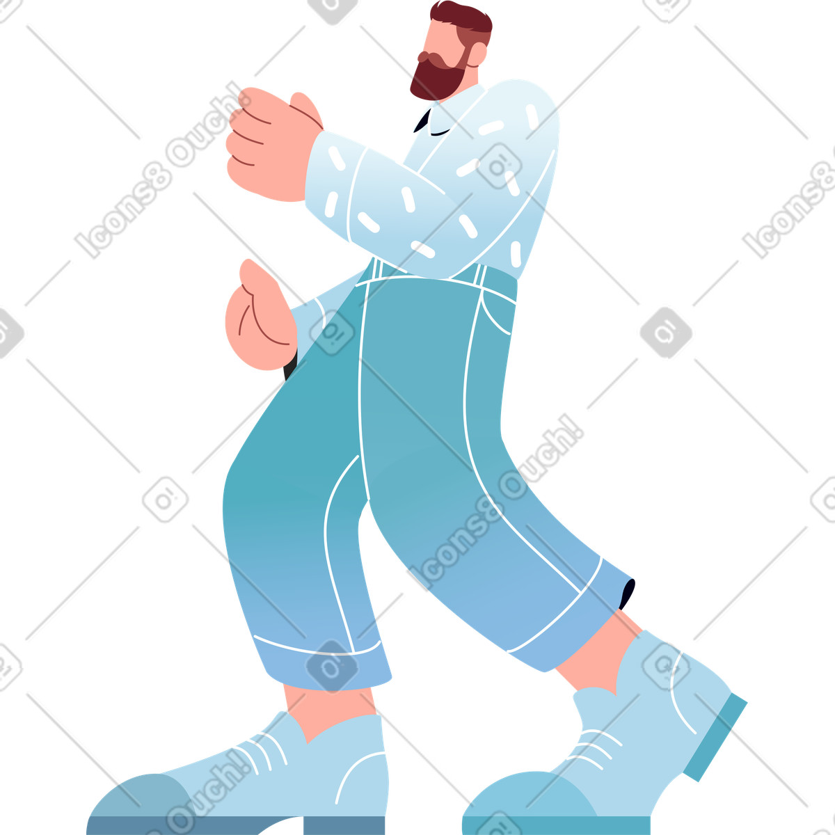 Ilustração de Homem barbudo segurando algo em suas mãos no estilo Airy para baixar PNG, SVG