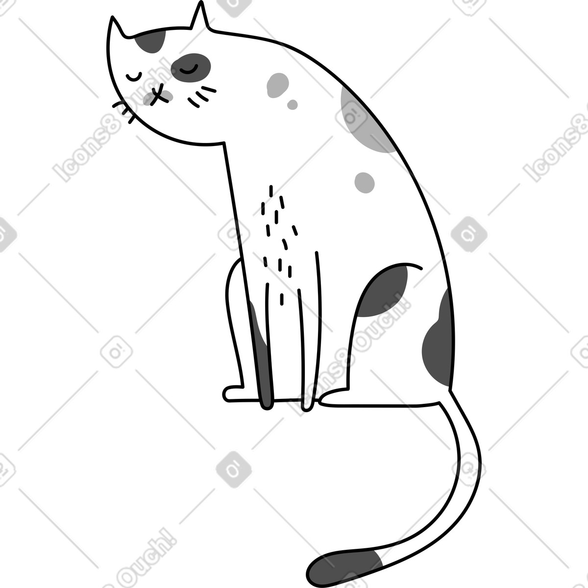 Sitzende katze-Illustration im Purr-Stil als Download in PNG, SVG