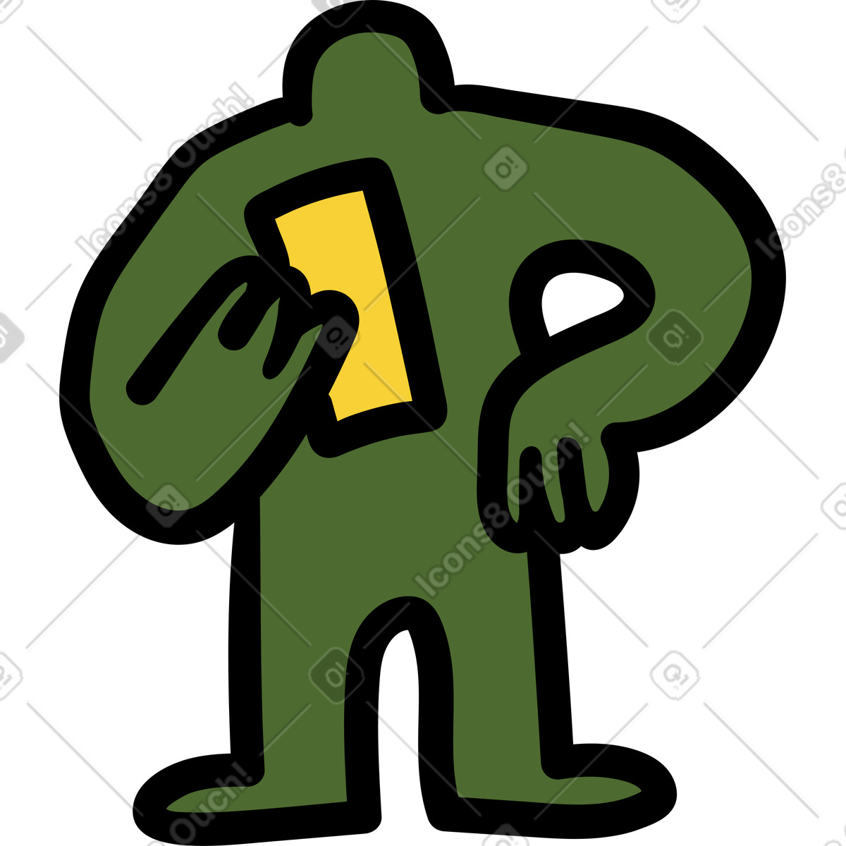 Green person looking at paper-Illustration im Wiggle-Stil als Download in PNG, SVG