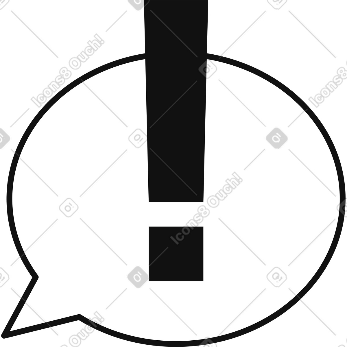 Main 스타일의 Exclamation mark inside speech bubble symbolizing urgent important message alert 일러스트레이션 PNG, SVG 다운로드