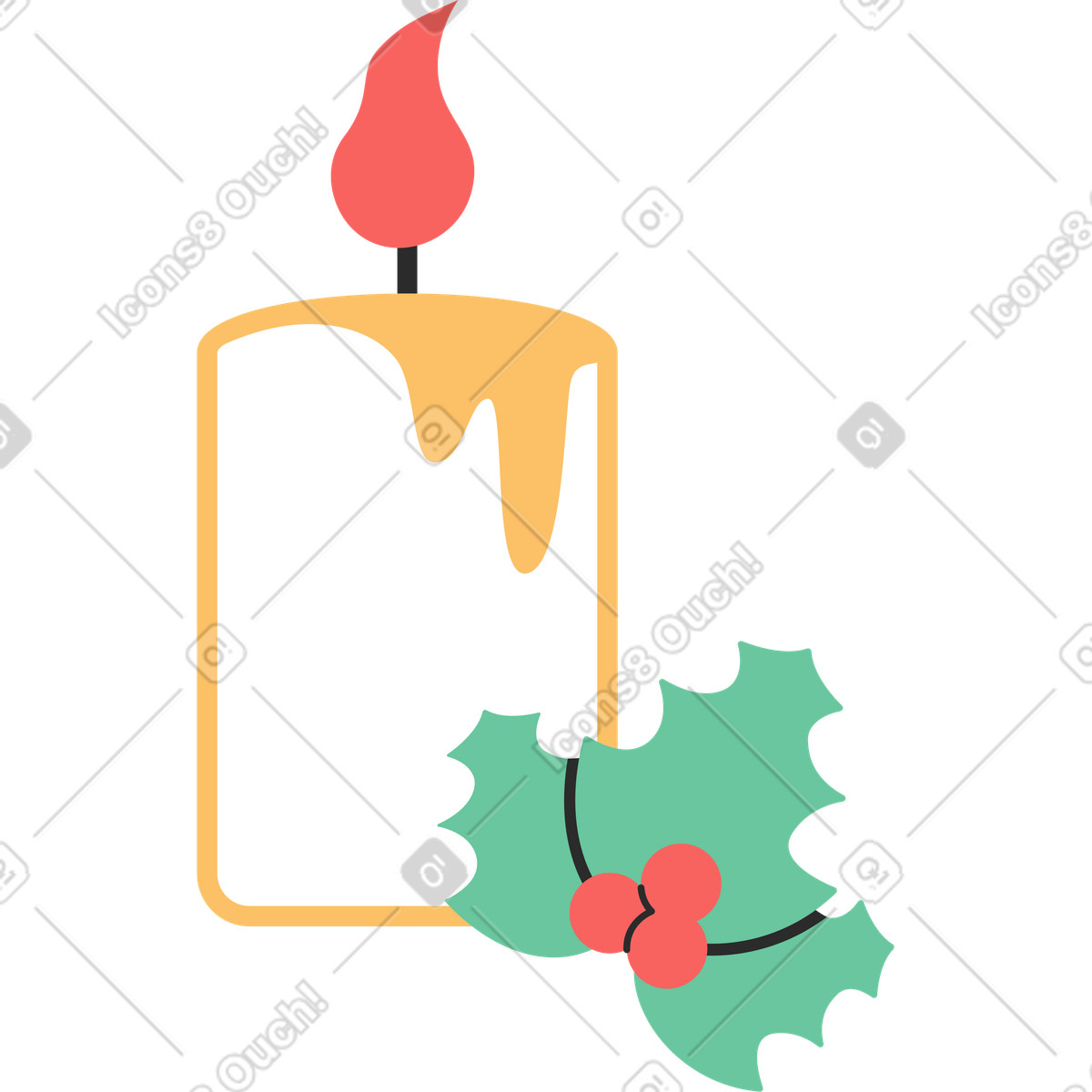 Candela di natale illustrazione in stile Marginalia scarica in PNG, SVG