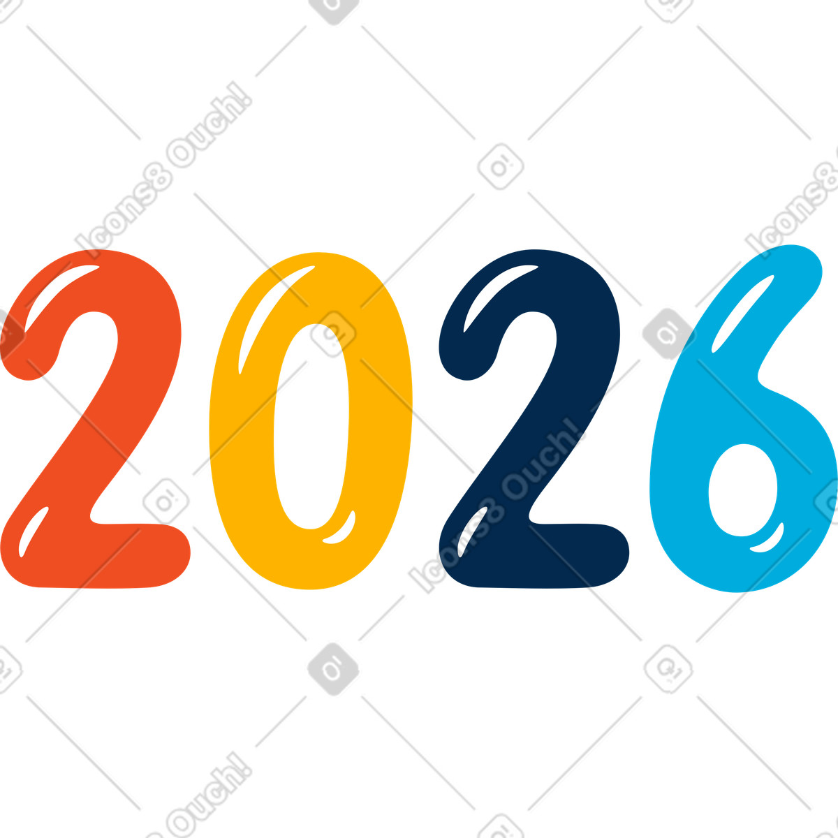 Numbers 2026 illustration in Flame style download in PNG, SVG