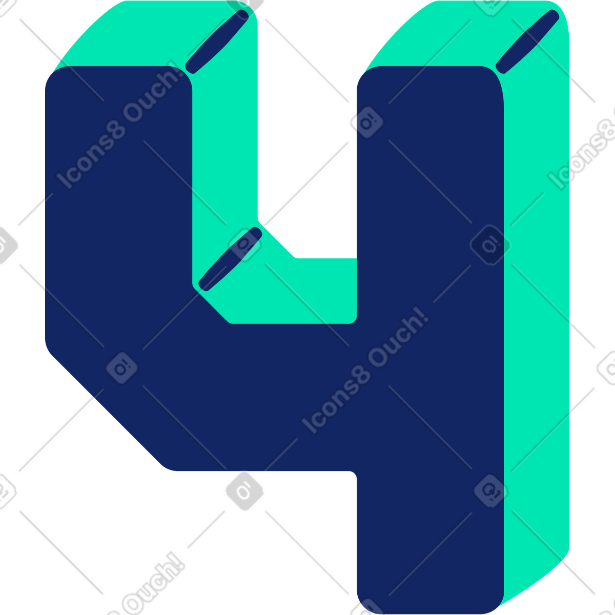Number four illustration in Cyborg style download in PNG, SVG