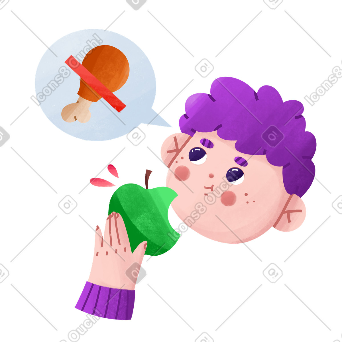 Uomo che sceglie sane abitudini alimentari illustrazione in stile Bonbon scarica in PNG, SVG