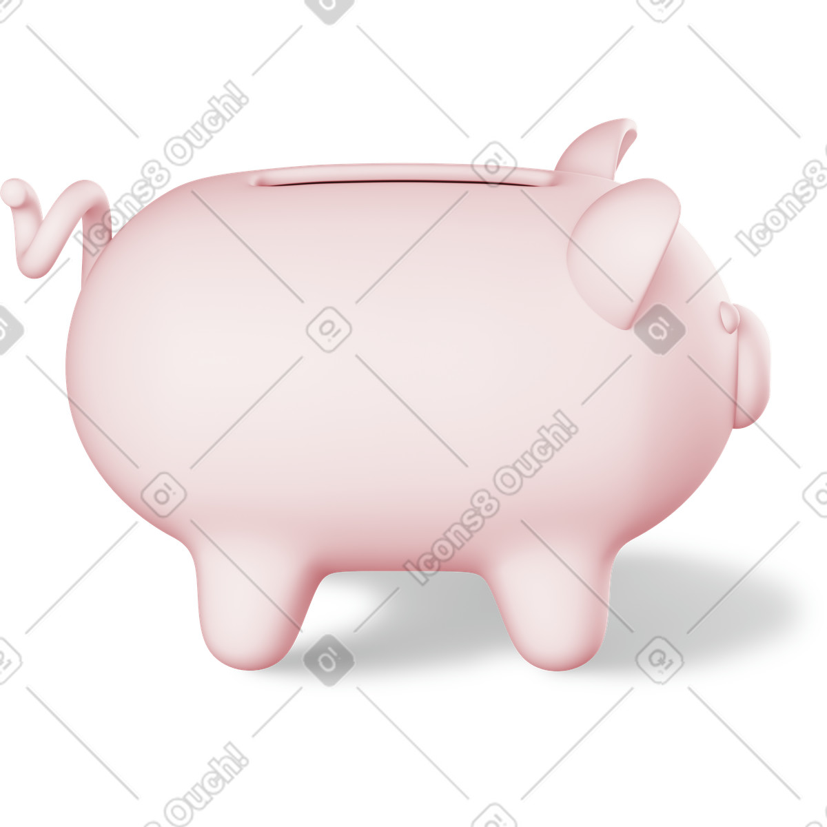 下载 3D Business 风格的 Side view of piggy bank 插画，支持 PNG、SVG 格式