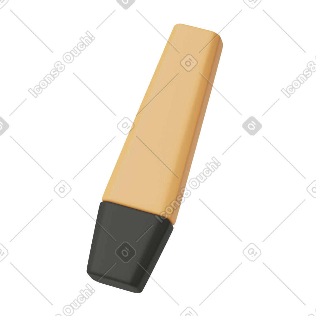 Yellow marker pen illustration in 3D Casual life style download in PNG, SVG