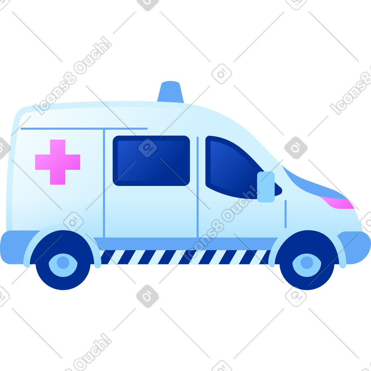 Ambulance illustration in Glossy style download in PNG, SVG