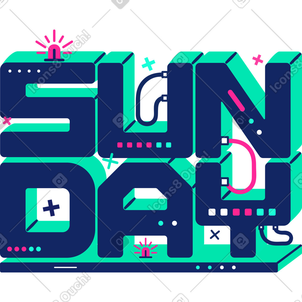 Cyborg 스타일의 일요일 일러스트레이션 PNG, SVG 다운로드