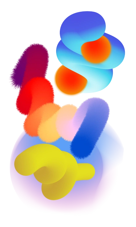 Interlocking circular shapes in gradient blue tones - Forms style illustration
