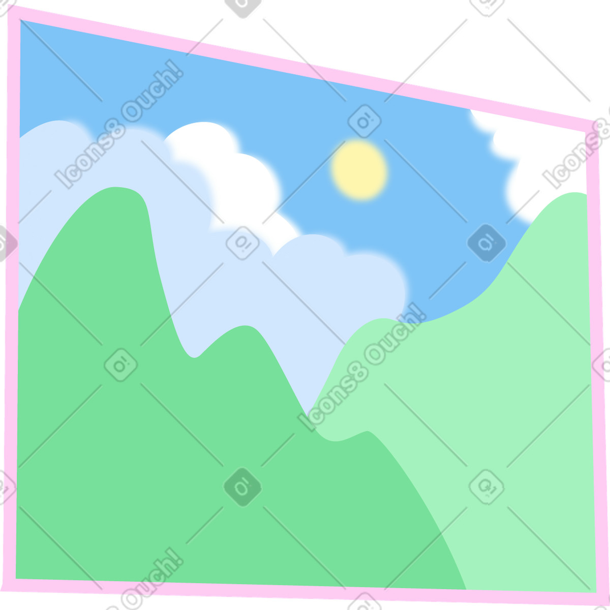 Screen with a mountain landscape illustration clipart in PNG SVG GIF