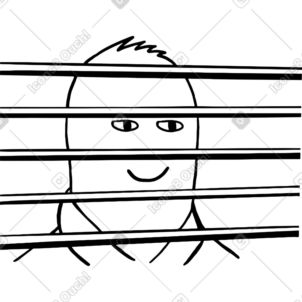 Dudes スタイルの ブラインドを通して見る落書きのキャラクター のイラストをPNG、SVG形式でダウンロード