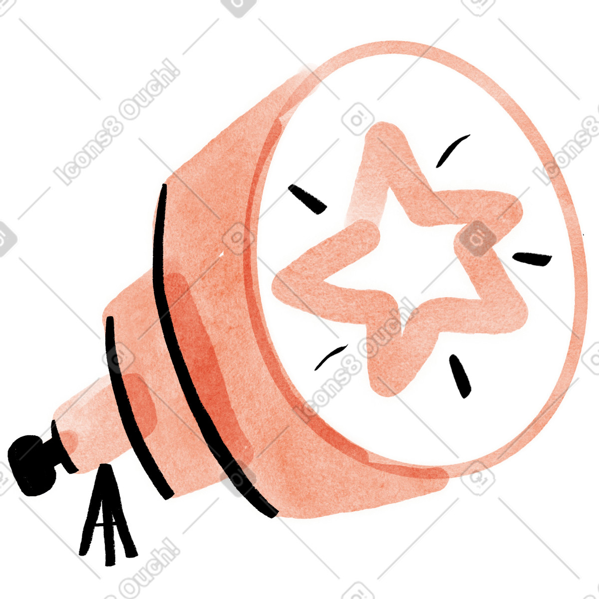 Ilustração de Search telescope focusing on star as desired goal em no estilo Hand-drawn animation para baixar em PNG, SVG