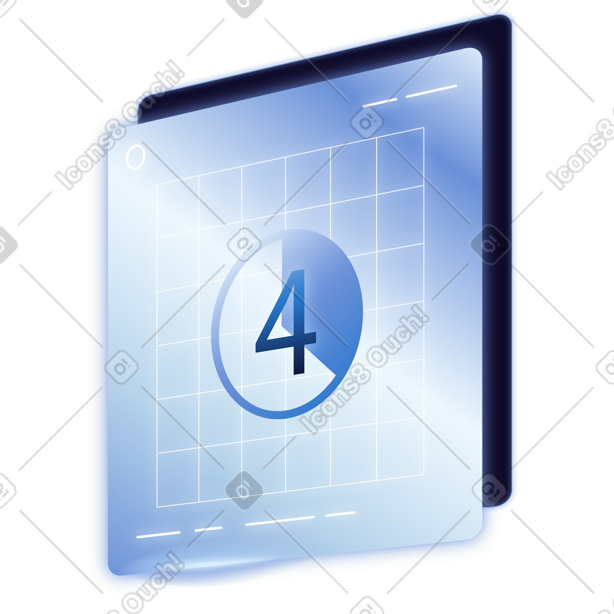Countdown timer display with number four illustration in Dimension style download in PNG, SVG