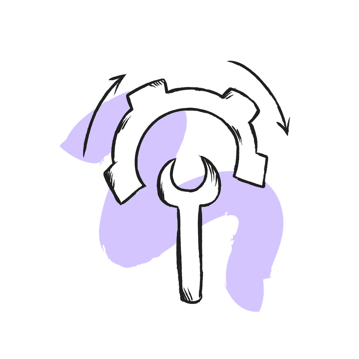 Illustration Wrench and gear with rotation arrows, Search engine optimization concept dans le style Pixeltrue icons à télécharger aux formats PNG, SVG