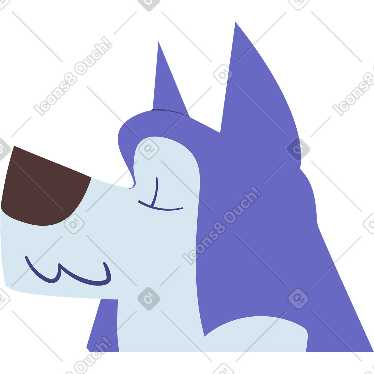 Husky head illustration in Woof style download in PNG, SVG