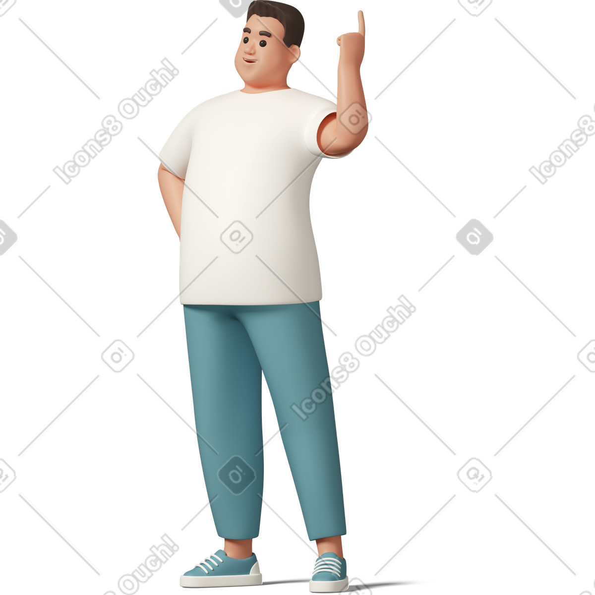 Illustration Man having an idea dans le style 3D Casual life à télécharger aux formats PNG, SVG