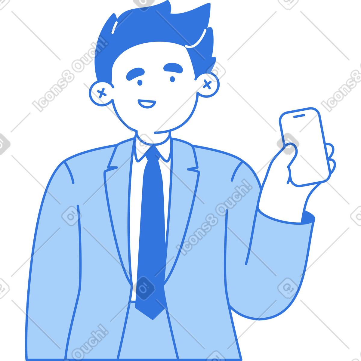 Illustration Homme tenant un smartphone dans le style Sky à télécharger aux formats PNG, SVG