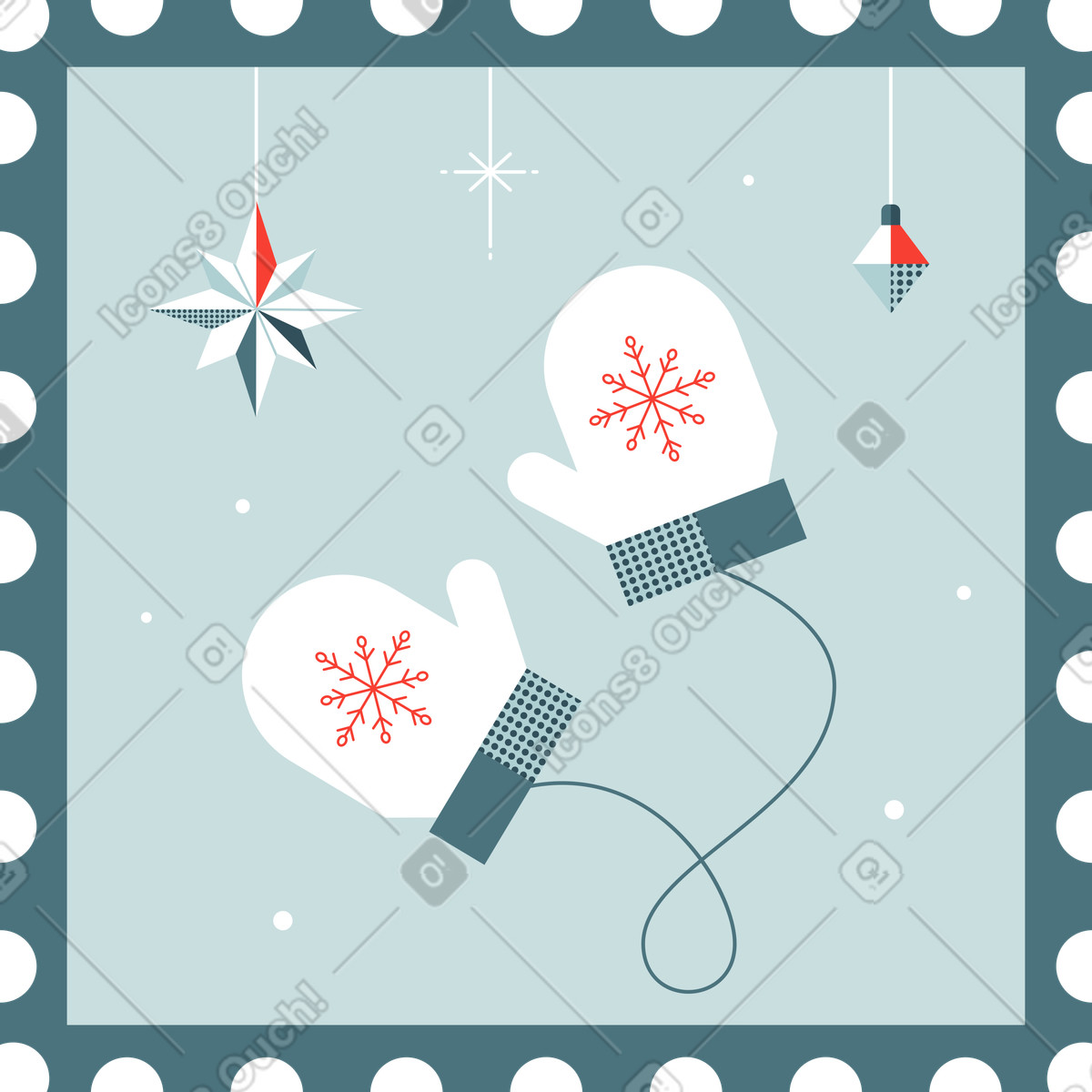 下载 Nordic 风格的 邮票手套 插画，支持 PNG、SVG 格式