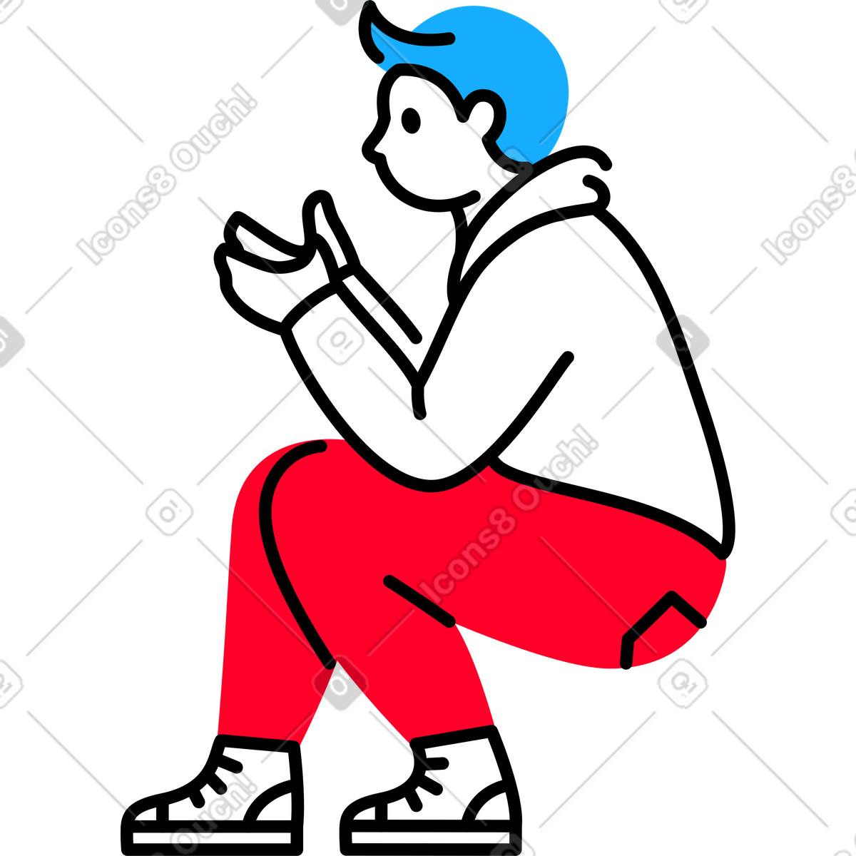 Illustration Homme assis dans le style Transistor à télécharger aux formats PNG, SVG