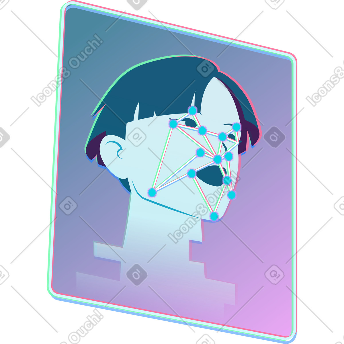 Ilustração de Janela identificação facial em no estilo Neon para baixar em PNG, SVG