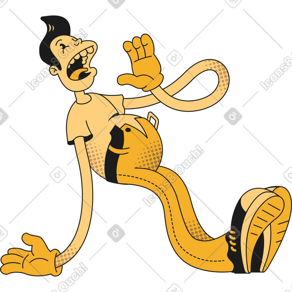 Man sitting with open mouth illustration in Rubber style download in PNG, SVG