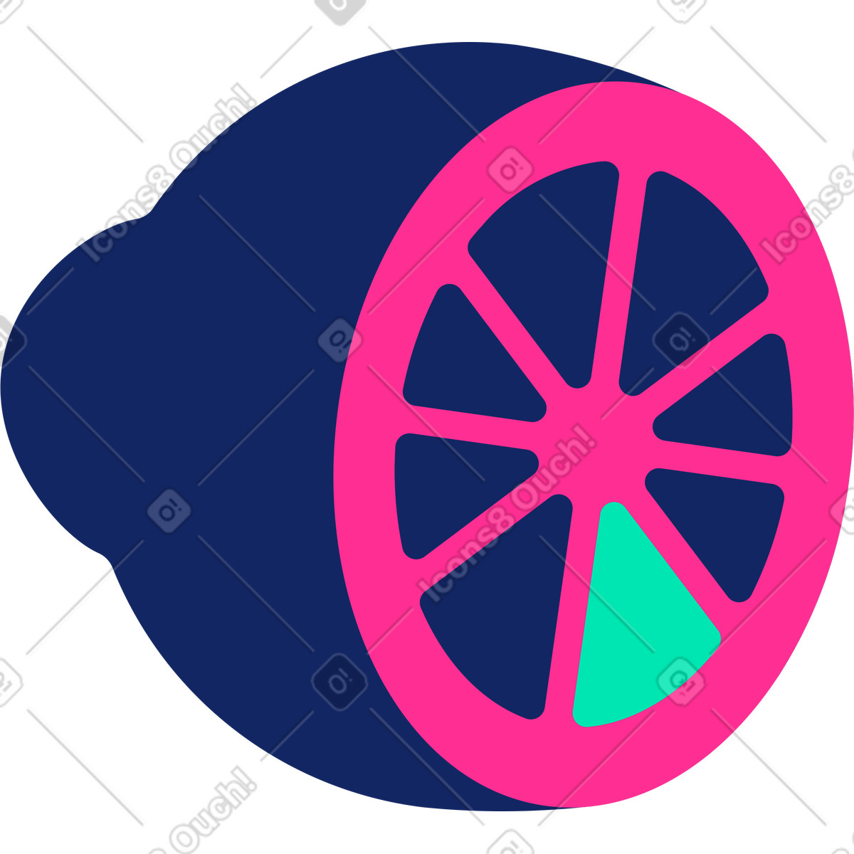 Halbe zitrone-Illustration im Cyborg-Stil als Download in PNG, SVG