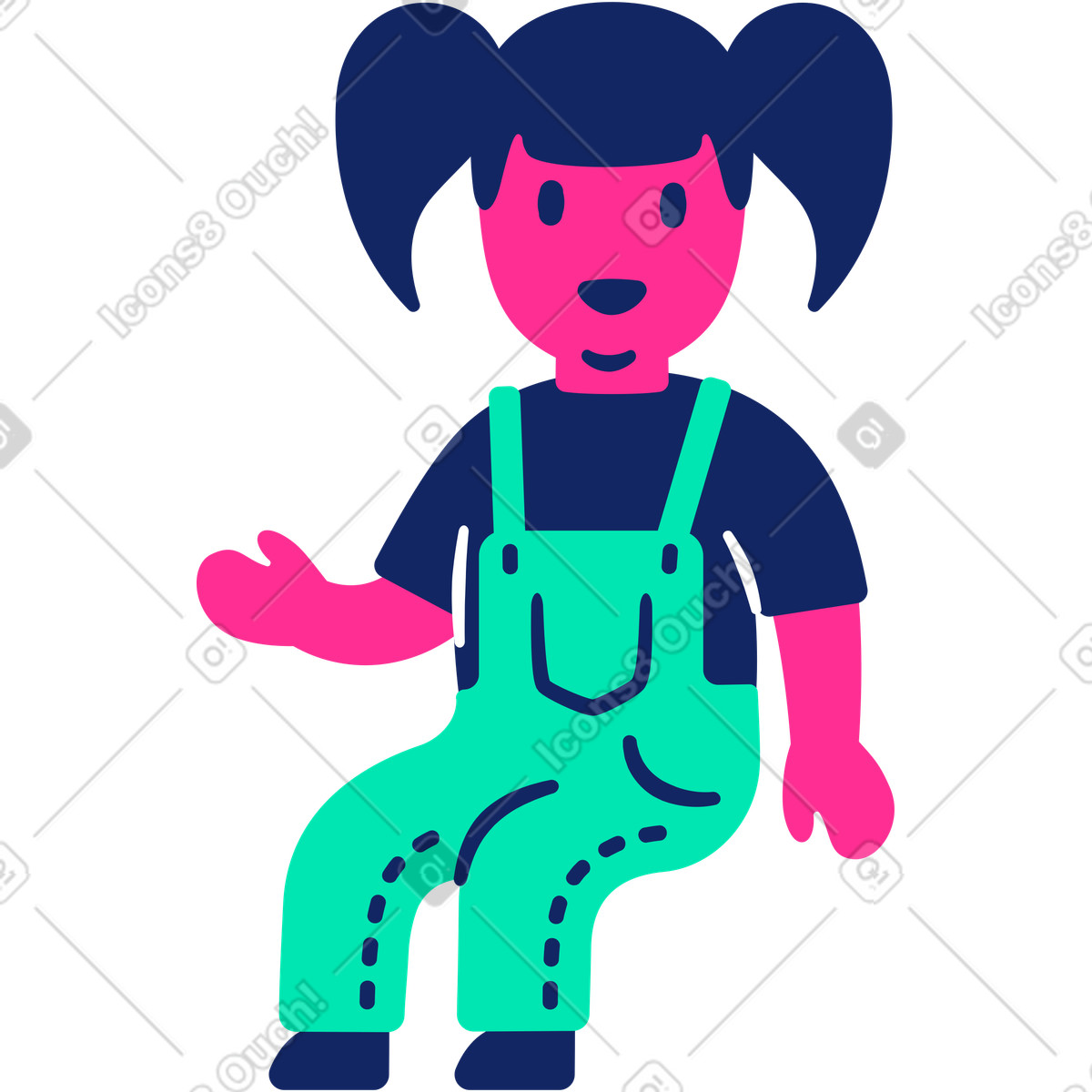 下载 Cyborg 风格的 Child sitting 插画，支持 PNG、SVG 格式