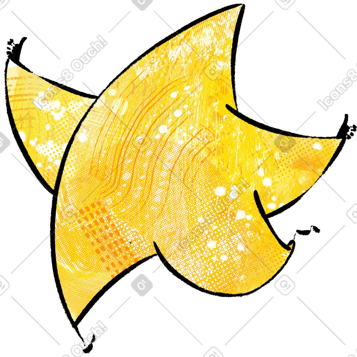 Golden abstract star character with textured sparkles dancing illustrazione in stile Doobry scarica in PNG, SVG